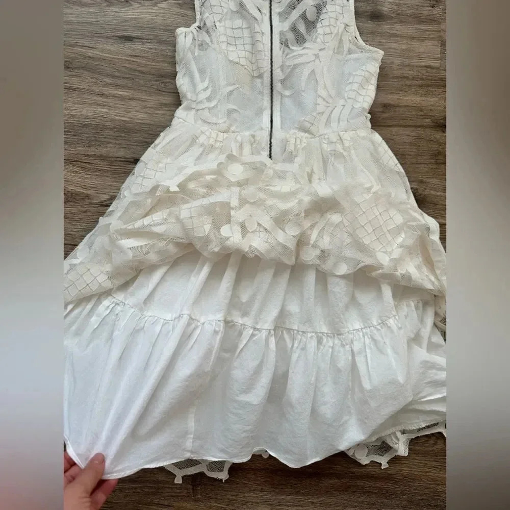 Maeve Anthropologie Pina Pineapple Lace Fit & Flare Dress Sz 4 White Sleeveless - Picture 8 of 9